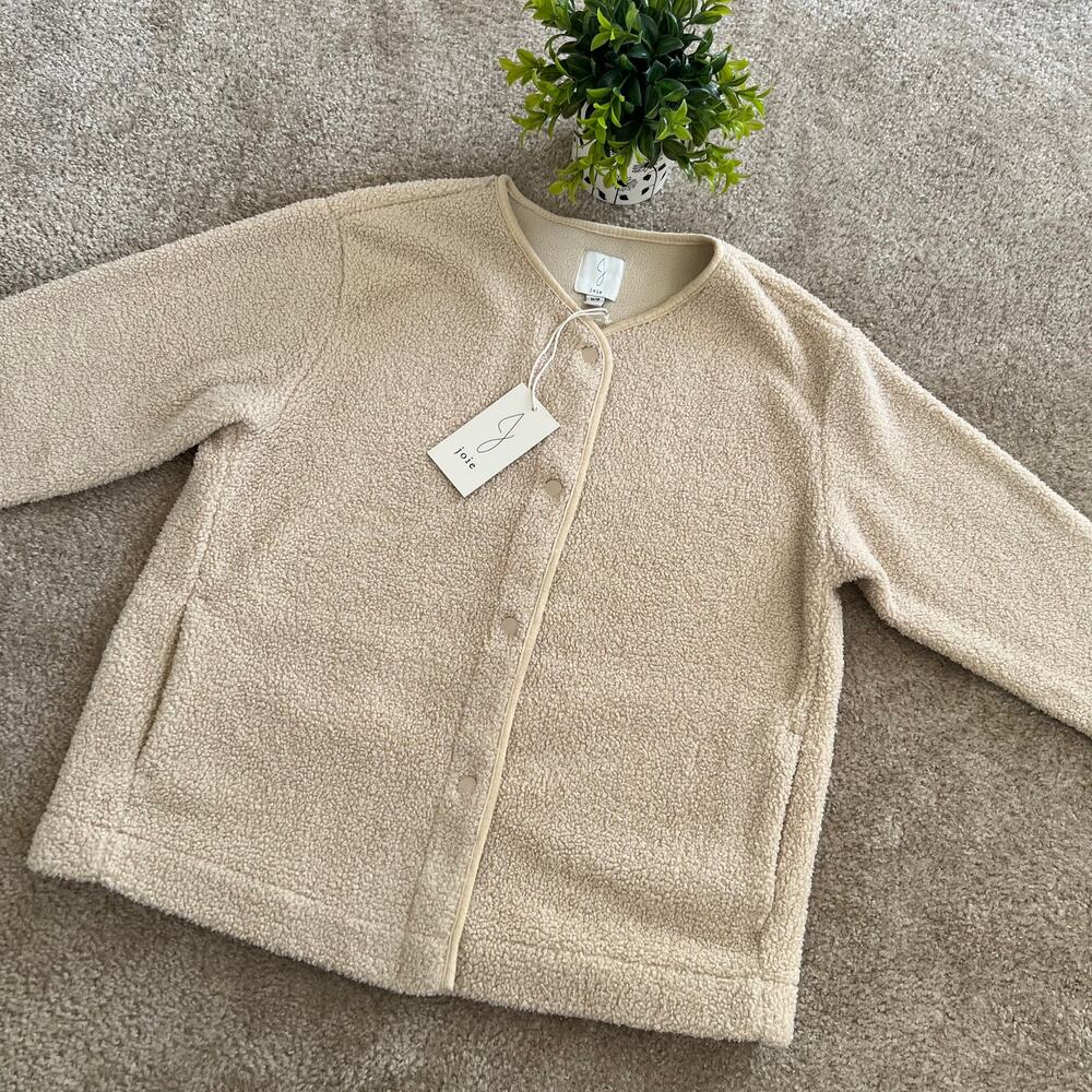 NWT Joie Snap-Button Front Cream Sherpa Teddy Jac… - image 2